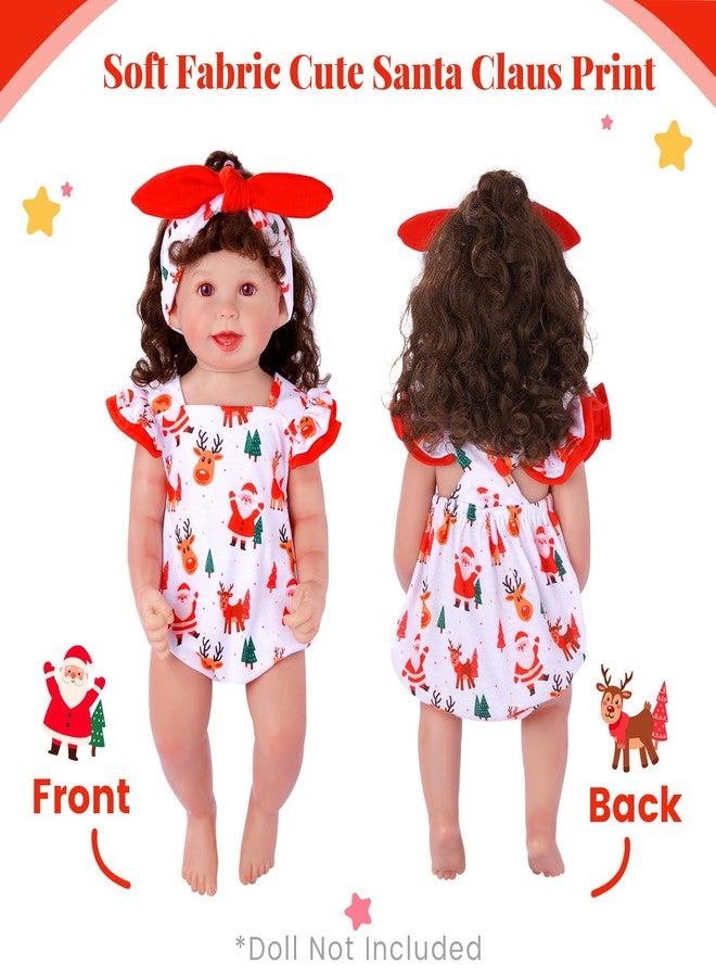 BABESIDE Reborn Baby Doll Clothes for 17- 22 Inch Dolls, Cute Santa Pattern Realistic Baby Doll Clothes Outfits with Headband, for Girls - Image 3